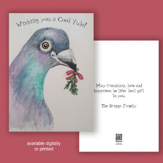 Cartes Pour Fêtes Annuelles Fun Aquarelle Oiseau Noël
