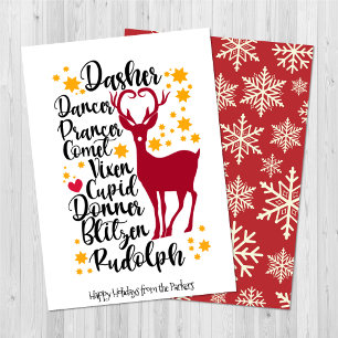 Cartes Pour Fêtes Annuelles Fun Black Script Père Noël Reinder Nom Noël