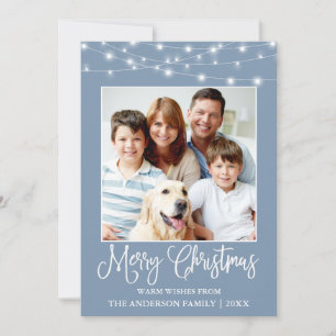 Cartes Pour Fêtes Annuelles Fun Calliage Fun Noël Lumières Photo Bleu