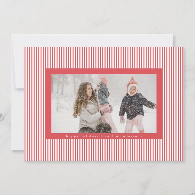 Cartes Pour Fêtes Annuelles Fun Candy Rouge Joyeux Noël Pin Stripe Photo (Devant)