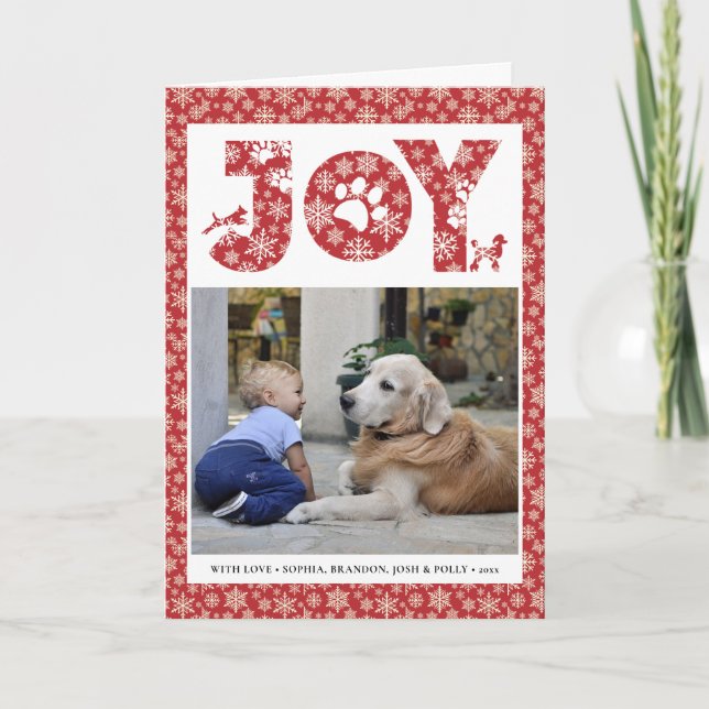 Cartes Pour Fêtes Annuelles Fun Chien Paw Script JOIE Moderne (Devant)