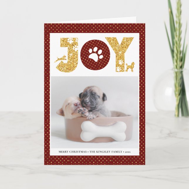 Cartes Pour Fêtes Annuelles Fun Chien Paw Script JOIE Moderne (Devant)