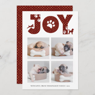 Cartes Pour Fêtes Annuelles Fun Chien Paw Script JOIE Moderne