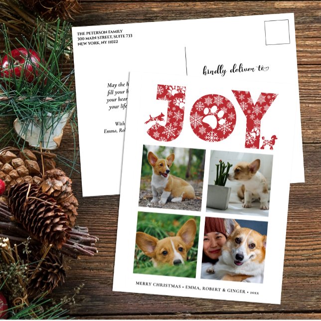 Cartes Pour Fêtes Annuelles Fun Chien Paw Script JOIE Moderne (Créateur téléchargé)