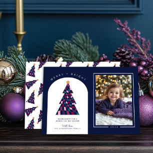 Cartes Pour Fêtes Annuelles Fun Coloré À damiers sapin de Noël Photo