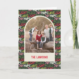 Cartes Pour Fêtes Annuelles Fun Colorful Holiday Lettering Arch Plié Photo