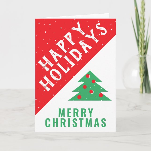 Cartes Pour Fêtes Annuelles Fun festif arbre de Noël rouge et vert (Devant)