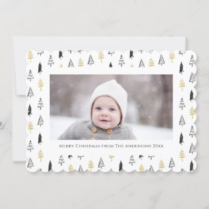 Cartes Pour Fêtes Annuelles Fun Gold Black Pine Tree minimaliste Noël