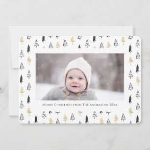 Cartes Pour Fêtes Annuelles Fun Gold Black Pine Tree minimaliste Noël