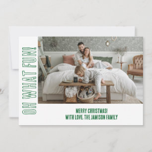 Cartes Pour Fêtes Annuelles Fun Green White Typographie Photo de Noël