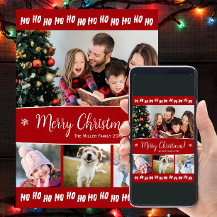 Cartes Pour Fêtes Annuelles Fun Ho Ho Ho Christmas Texte Quatre Photo