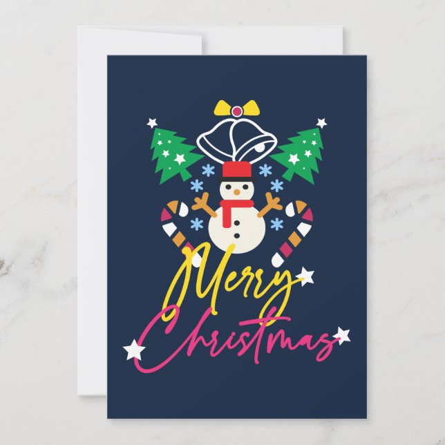 Cartes Pour Fêtes Annuelles Fun Merry Christmas Design with Bells, Trees (Devant)