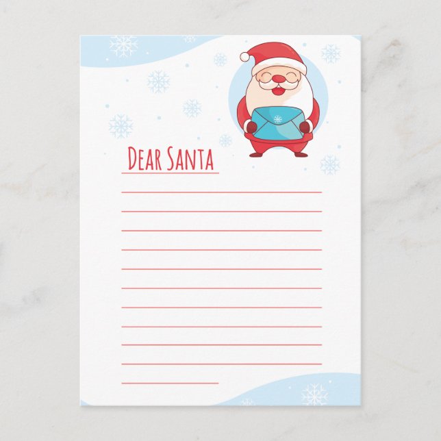 Cartes Pour Fêtes Annuelles Fun mignonne lettre à Cher Père Noël doublée modèl (Devant)