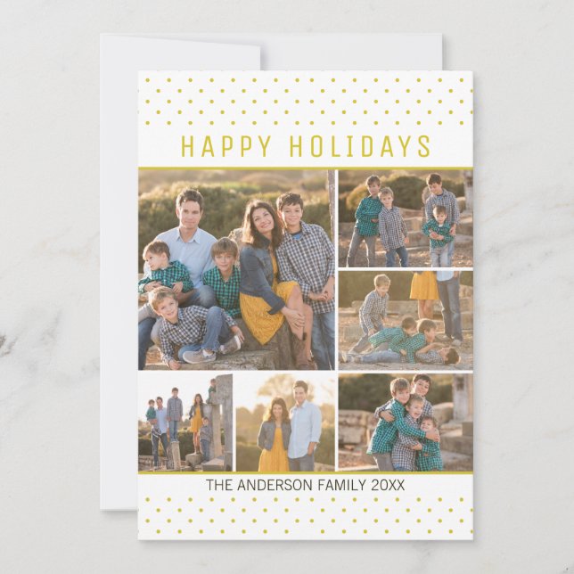 Cartes Pour Fêtes Annuelles Fun moderne Happy Holidays Gold Pois 7 Photo (Devant)