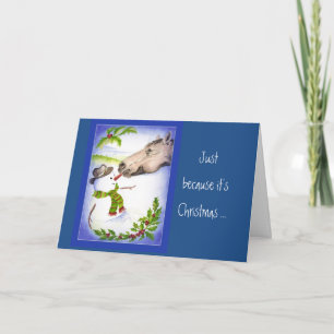 Cartes Pour Fêtes Annuelles Fun Noël Cheval Snowman Mangez vos légumes