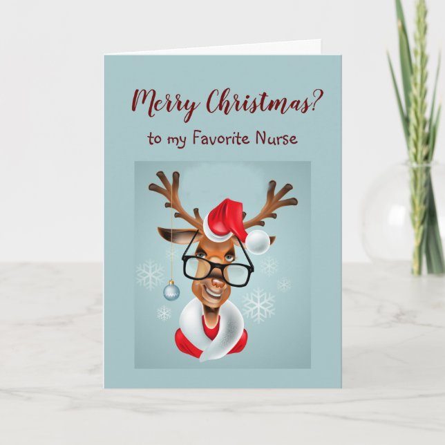 Cartes Pour Fêtes Annuelles Fun Nurse Noël Voeux Père Noël (Devant)