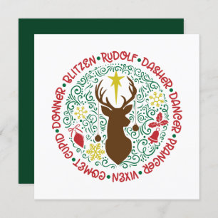 Cartes Pour Fêtes Annuelles Fun Red Script Père Noël Reinder Nom Noël