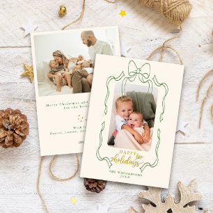 Cartes Pour Fêtes Annuelles Fun Retro Noël Bow Famille Photo Happy