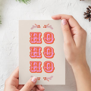 Cartes Pour Fêtes Annuelles Fun Rose coloré + Rouge HO HO Appartement Noël