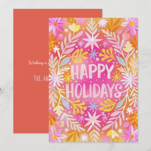 Cartes Pour Fêtes Annuelles Fun Rose Floral Joyeux Vacances Pas de photo