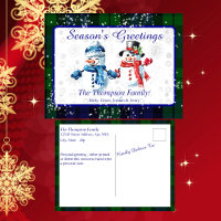Fun Snowmen Bonnes Fêtes Black Watch Tartan