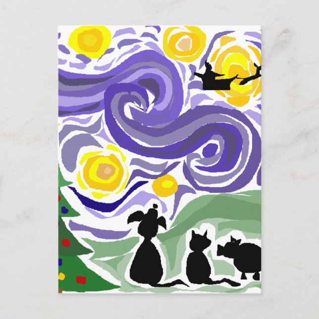 Cartes Pour Fêtes Annuelles Fun Stress Night Style Art de Noël (Devant)