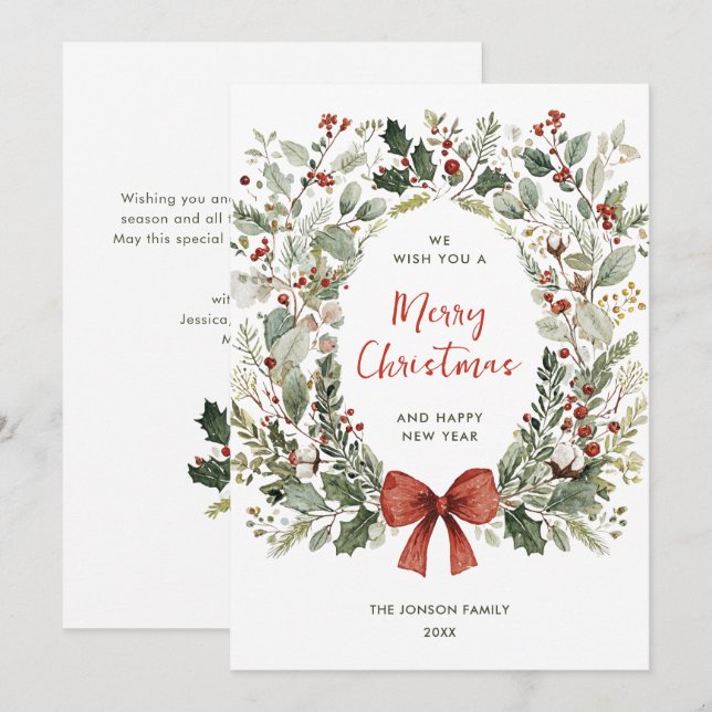 Cartes Pour Fêtes Annuelles Funky Country Retro Boho Christmas Wreath (Devant / Derrière)