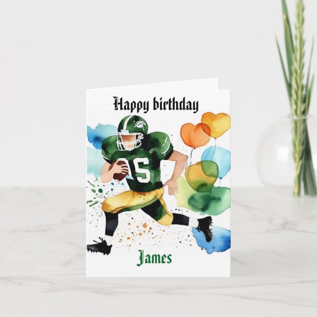 Cartes Pour Fêtes Annuelles Funky Football Aquarelle Splas Anniversaire Gridir (Devant)