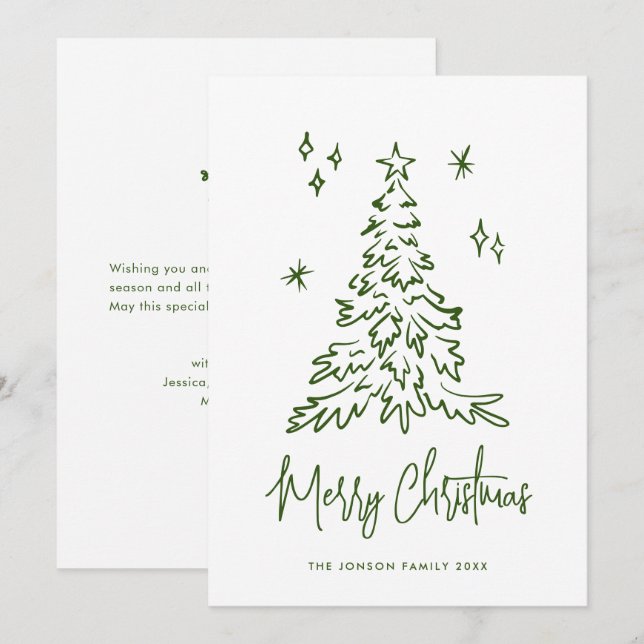 Cartes Pour Fêtes Annuelles Funky Hand Drabble Retro Christmas (Devant / Derrière)