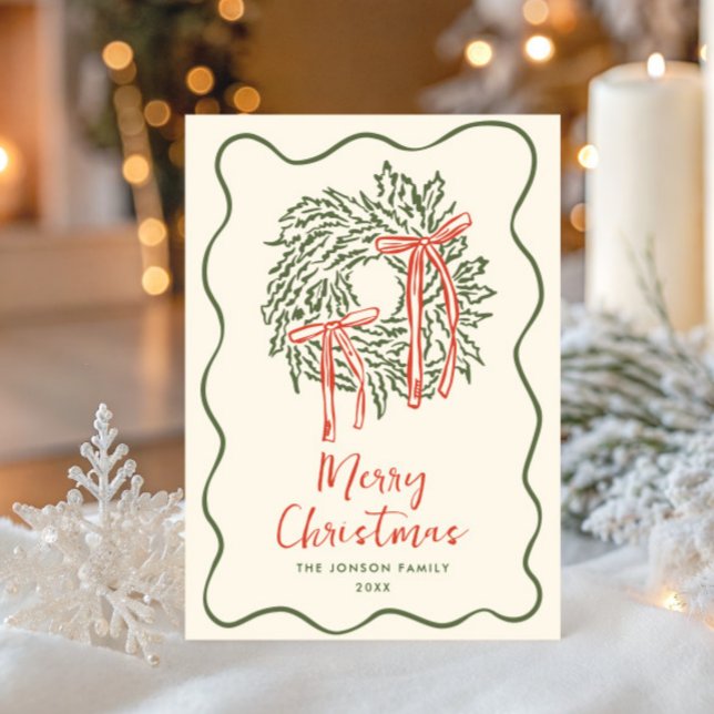 Cartes Pour Fêtes Annuelles Funky Hand Drabble Retro Christmas (Créateur téléchargé)