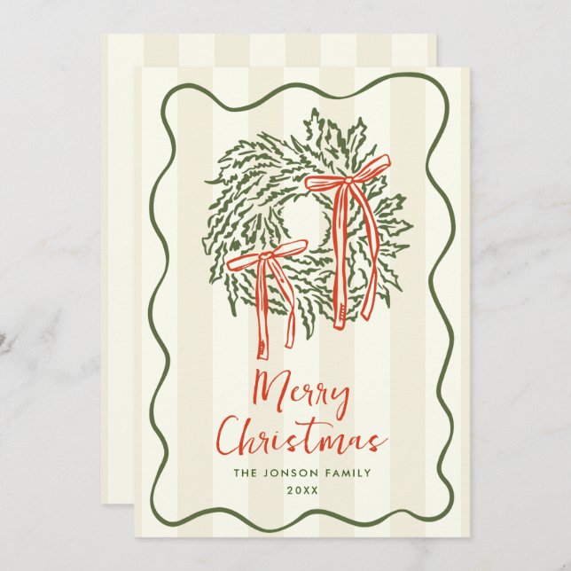 Cartes Pour Fêtes Annuelles Funky Hand Drabble Retro Christmas (Devant / Derrière)