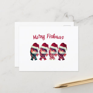 Cartes Pour Fêtes Annuelles Funky Merry Fishmas de Noël Pêche