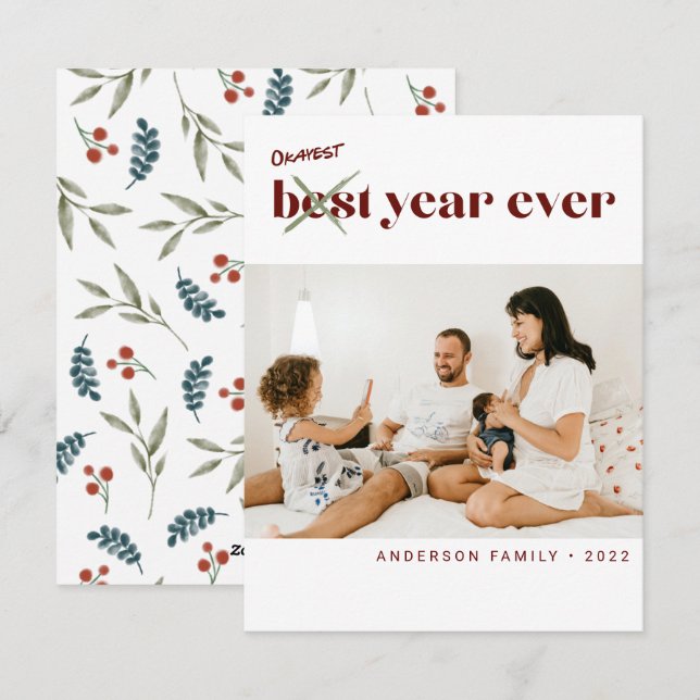 Cartes Pour Fêtes Annuelles Funky Okayest Meilleure année Jamais Photo Nouvel  (Devant / Derrière)