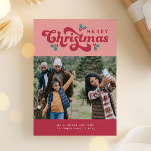 Cartes Pour Fêtes Annuelles Funky Retro les années 70 Joyeux Noël Photo