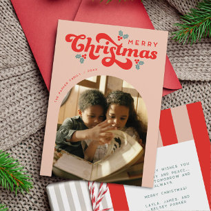 Cartes Pour Fêtes Annuelles Funky Retro les années 70 Joyeux Noël Photo