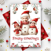 Funky Snowman Famille Photo Face Cool Amusant Noël