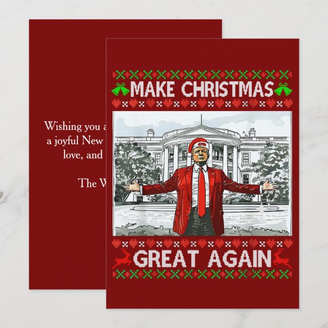 Cartes Pour Fêtes Annuelles Funky Trump Santa Hat Rendre Noël super (Devant / Derrière)