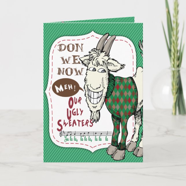 Cartes Pour Fêtes Annuelles FUNNING Ugly Sweat Meh Goat Christmas Card (Devant)