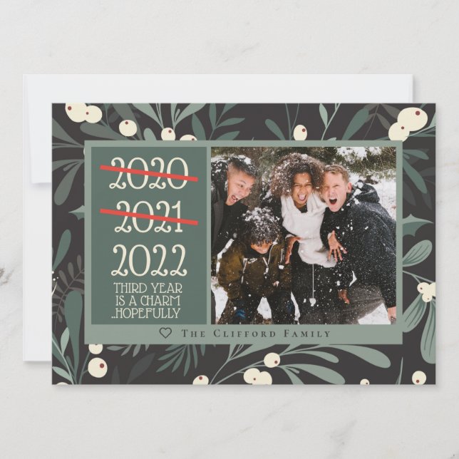 Cartes Pour Fêtes Annuelles Funny 2021 2022 Round 3 Christmas Photo Card (Devant)