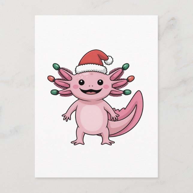 Cartes Pour Fêtes Annuelles Funny Axolotl Noël Noël Noël Chapeau Noël (Devant)