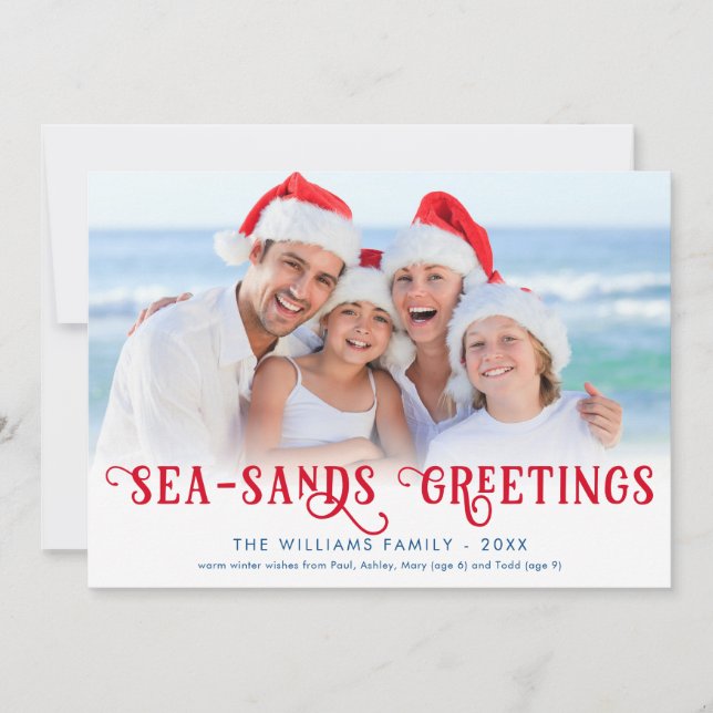 Cartes Pour Fêtes Annuelles Funny Beach Christmas Coastal (Devant)