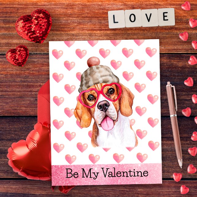 Cartes Pour Fêtes Annuelles Funny Beagle Be My Valentine Dog Valentine's Day (Créateur téléchargé)