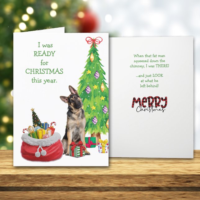 Cartes Pour Fêtes Annuelles Funny berger allemand prêt pour Noël (Créateur téléchargé)