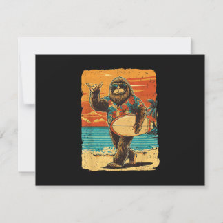 Cartes Pour Fêtes Annuelles Funny Bigfoot Aloha Hawaiian Surfing Tropical Beac