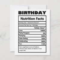 Funny Birthday Nutrition Facts