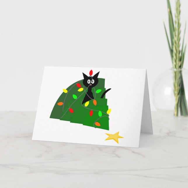 Cartes Pour Fêtes Annuelles Funny Black Cat (Devant)