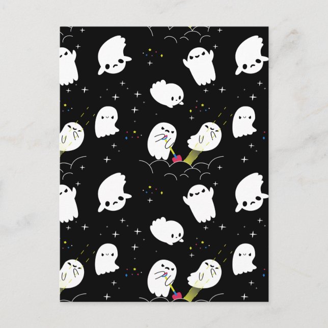 Cartes Pour Fêtes Annuelles Funny Boo Halloween Ghost Adventure Chasse au trés (Devant)