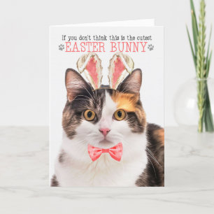 Cartes Pour Fêtes Annuelles Funny Calico Chat à Bunny Oreilles pour Pâques
