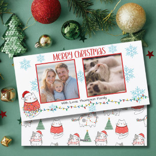 Cartes Pour Fêtes Annuelles Funny Cat 2 Photo Meowy Noël Personnalisé 