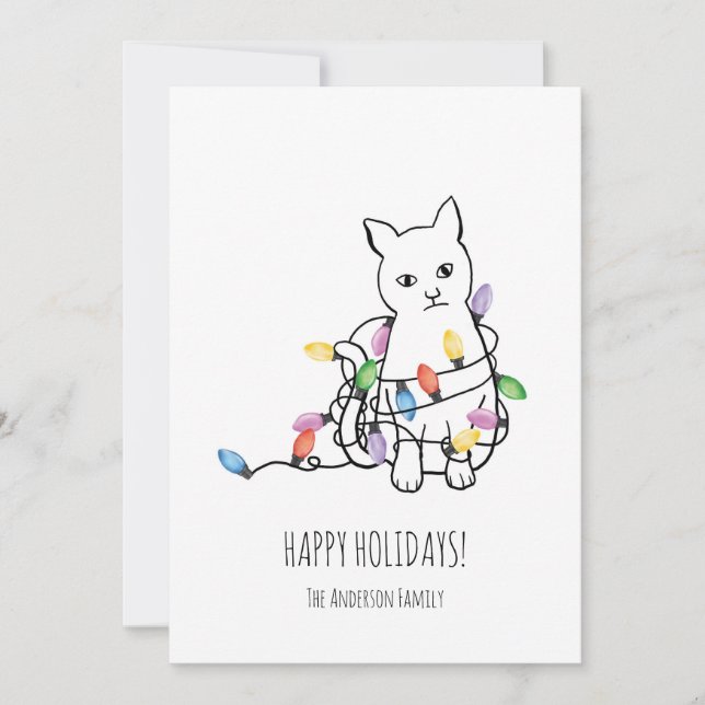 Cartes Pour Fêtes Annuelles Funny Cat Christmas Holiday Card (Devant)